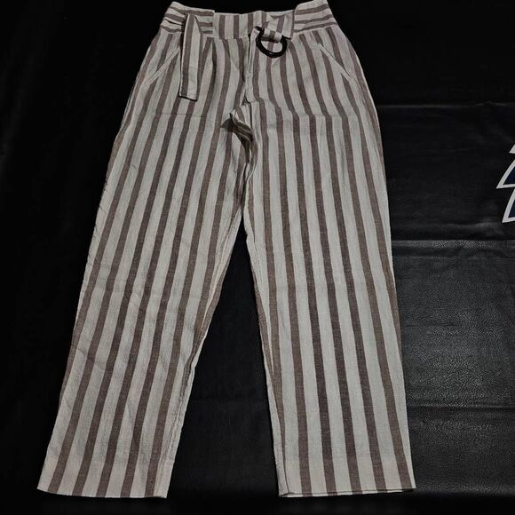Anthropologie Pants - Anthropologie Womens Brown Oasis Stripe Linen Blend Pants 2